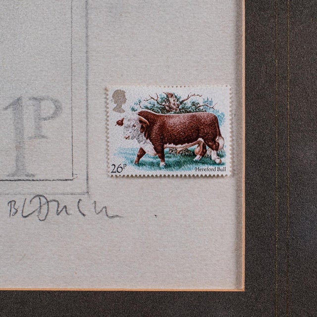Vintage Hereford Bull Sketch, English, Framed Art, Stamp Proof, Barry Driscoll For Sale - Image 9 of 11