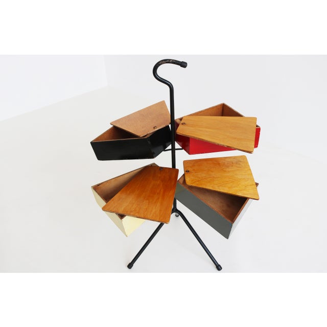 1950s Mid-Century Dutch Sewing Box Stand by Joost Teders for Metalux, 1950s For Sale - Image 5 of 11