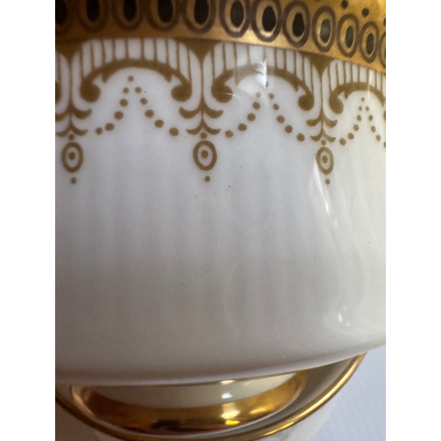 1990s Paragon"ATHENA" Pattern 31pc Dinner Set White and Gold Colors With Banded Border Gold Scrollwork For Sale - Image 10 of 16