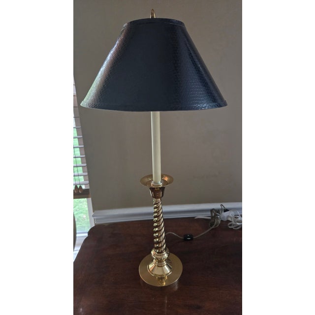 Vintage Barley Twist Brass Lamp For Sale - Image 9 of 10