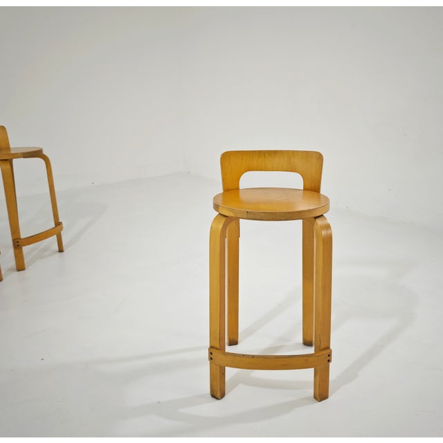 Vintage Wooden Stools by Alvar Aalto for Artek, 1970s, Set of 4 For Sale - Image 10 of 18