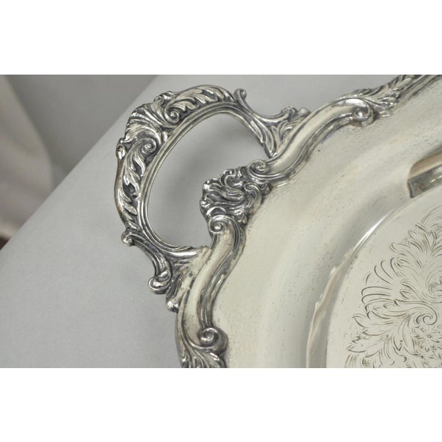 Vintage English Sheridan Silver Plated Large Oval Serving Platter Bar Tray For Sale - Image 4 of 14