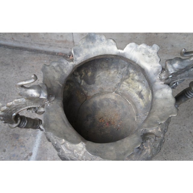 Mid 20th Century Figural Indian Bronze Outdoor Elephant Planter Handled Floor Urn For Sale - Image 11 of 12