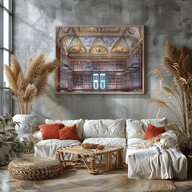 Red The Morgan Library Iii, New York, Interior Photograph by Richard Silver 24x36 For Sale - Image 8 of 9