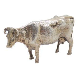 Vintage Italian Handmade Silver Cow Figurine, 1940s For Sale