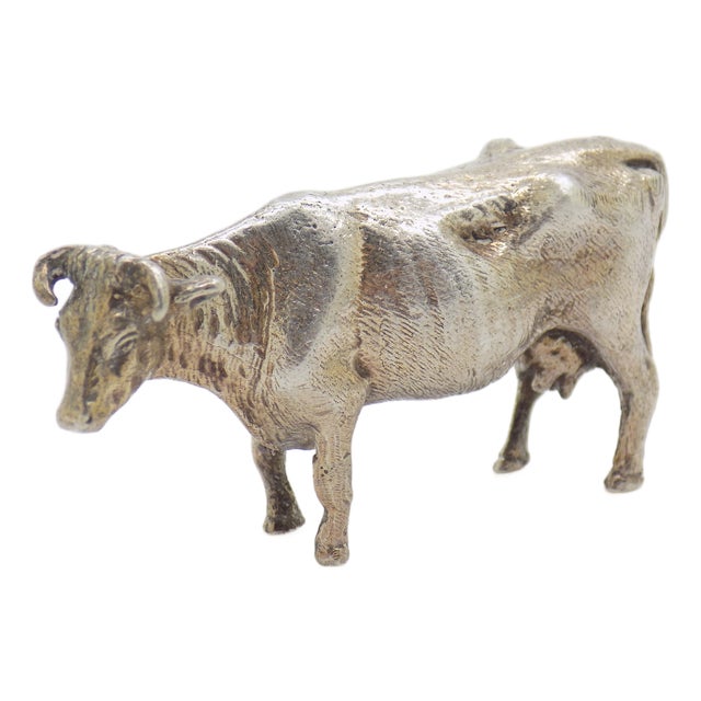 Vintage Italian Handmade Silver Cow Figurine, 1940s For Sale