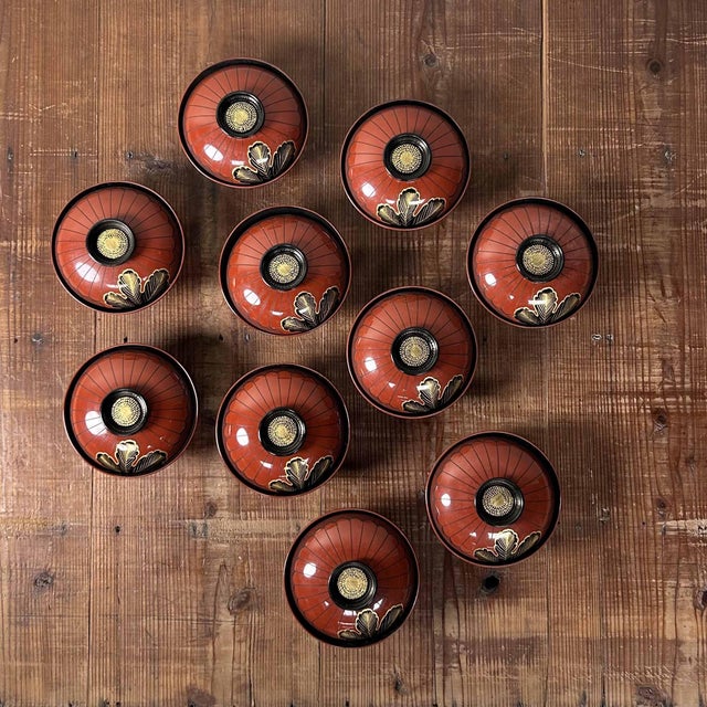 Shōwa Period Wajima-Nuri Owan Serving Bowls, Japan, 1970s, Set of 10 For Sale - Image 14 of 18