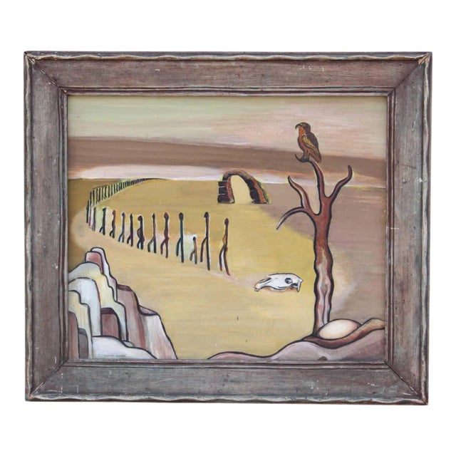 "The Long Road", Surreal Desert Landscape Painting 1950s For Sale