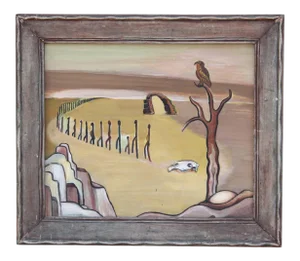 "The Long Road", Surreal Desert Landscape Painting 1950s