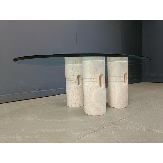 Glass Vintage Travertine and Glass Coffee Table, 1970s For Sale - Image 7 of 18