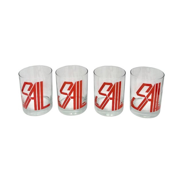 Transparent Vintage Set of 4 Sail Cocktail Rocks Glasses For Sale - Image 8 of 8