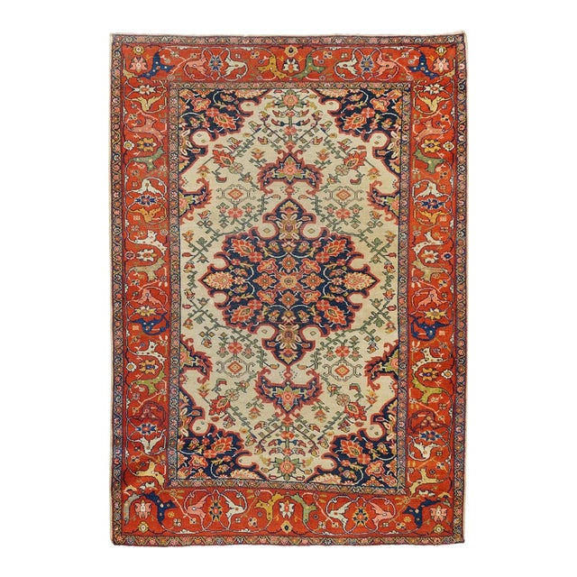 Late 19th Century Antique Sarouk Rug 4'6'' X 6'6'' For Sale