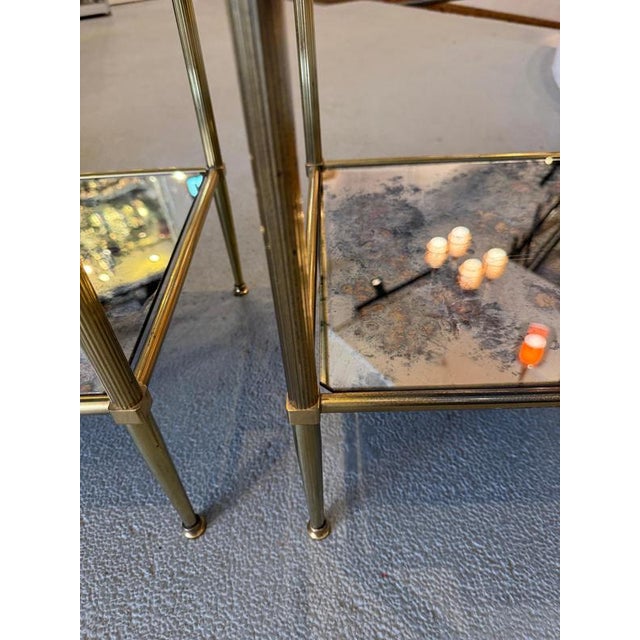 Neoclassical Side Tables in Brass and Oxidized Mirros, 1960, Set of 2 For Sale - Image 6 of 12
