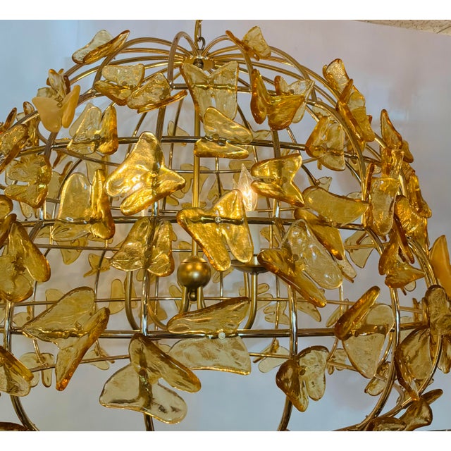 Modern Baker Modern Gold Glass Butterfly Dome CHandelier Prototype For Sale - Image 3 of 5