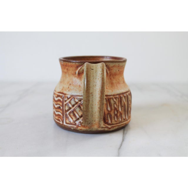 Vintage Signed Studio Art Textured Pottery Coffee Mug For Sale In Milwaukee - Image 6 of 8