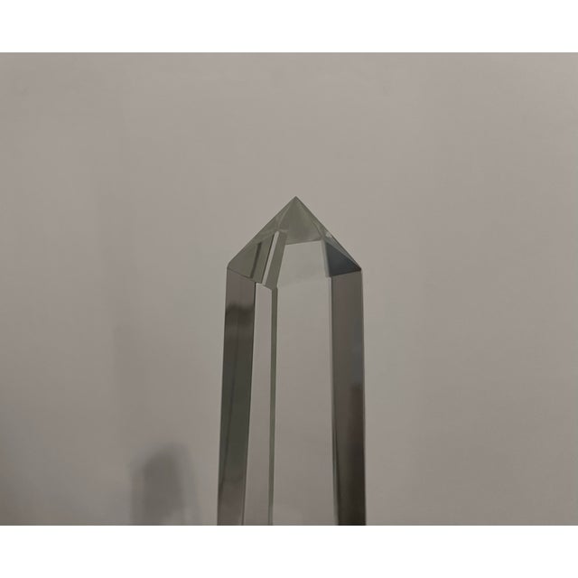 Glass Large Vintage French Crystal Glass Obelisk For Sale - Image 7 of 12
