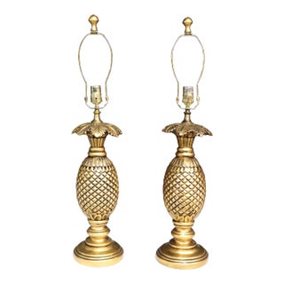 Regency Style Giltwood Pineapple Lamps/Pair For Sale