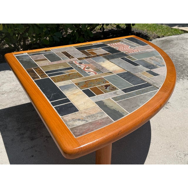 Mid 20th Century Vintage Signed Sallingboe Danish Modern Mosaic Slate & Ceramic Tile Cocktail Table For Sale - Image 5 of 12