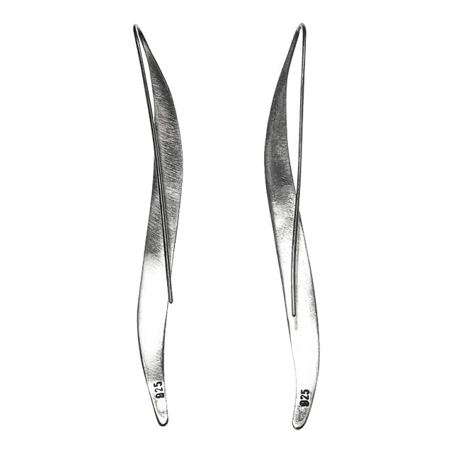 Late 20th Century Handmade Sterling Silver Earrings - 2 Pieces For Sale