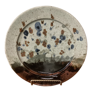 Mid-Century Large Colorful Glazed Art Studio Pottery Ceramic Platter, Stamped