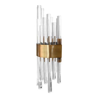 Matthew Izzo Home Natasha Antique Brass & Acrylic Wall Sconce For Sale