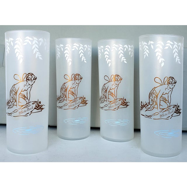 1950s White Rock Fairy Frosted Ice Tea Glasses by Libbey Set of 4