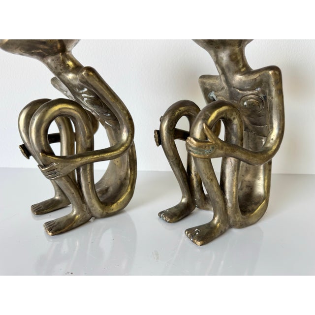 Pair of Vintage African Primitive Tribal Bronze Nude Sculptures For Sale - Image 4 of 12
