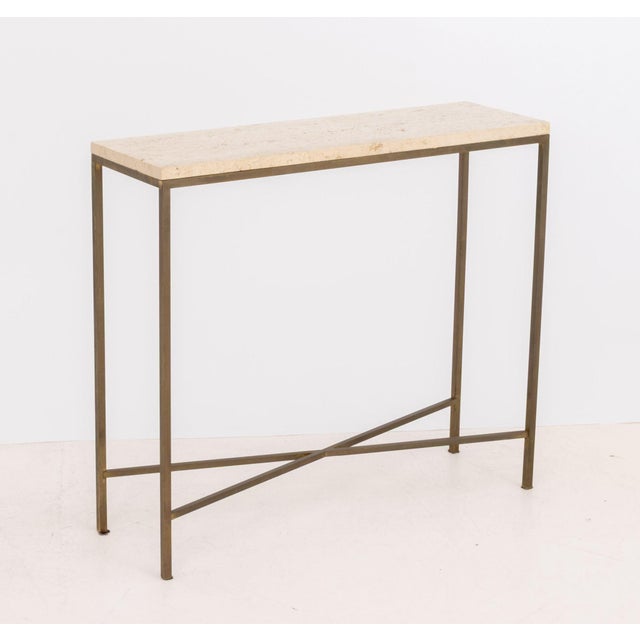 Tan Paul McCobb Style Brass Console Table For Sale - Image 8 of 8