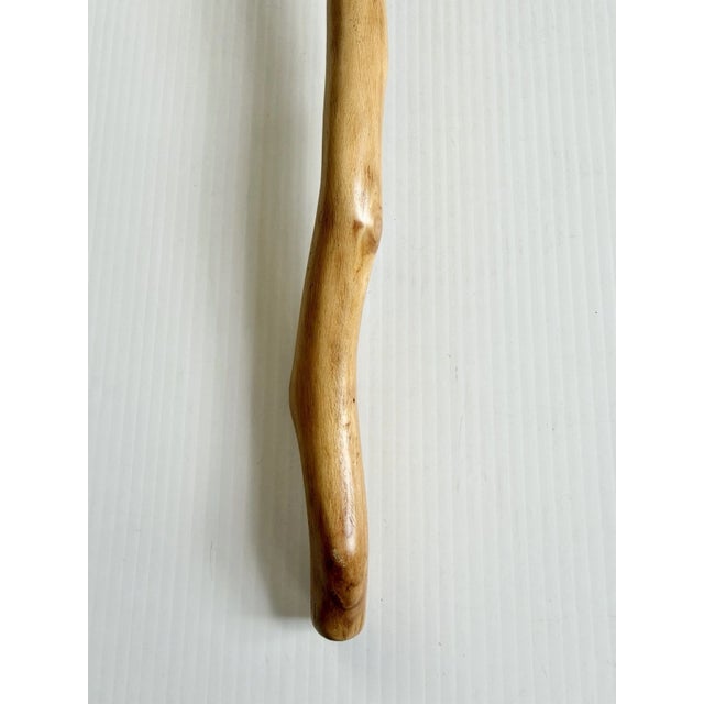 Early 21st Century Natural Wooden Walking Stick, Rustic Hiking Staff/ Cane Twisted, T Handle 36” For Sale - Image 5 of 15