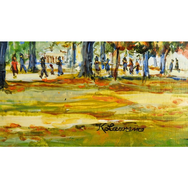 Mid 20th century oil on Masonite fall landscape painting titled Autumn at the Hermitage (Andrew Jackson's home in...