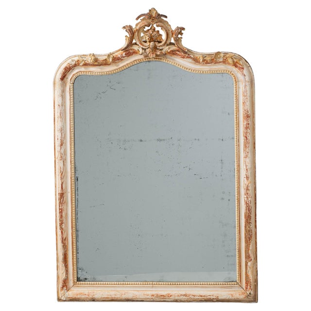 19th Century French Wood White Patinated Mirror For Sale - Image 15 of 18