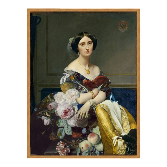 Floral Dress by Lara Fowler in Gold Frame, XS Art Print For Sale