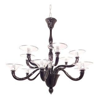 Italian Black Murano Style Glass Chandelier from Simoeng For Sale