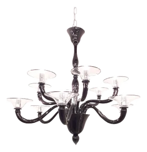 Italian Black Murano Style Glass Chandelier from Simoeng