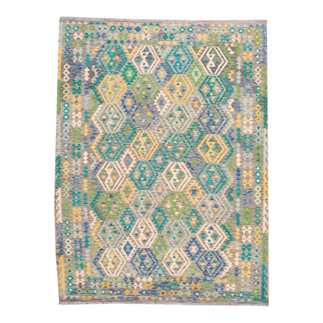 Modern Flatweave Kilim Wool Rug For Sale
