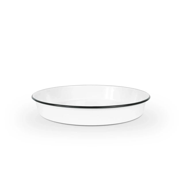 Not Yet Made - Made To Order Crow Canyon Home Enamelware, Vintage Cocktail Tray/ Deep Dish Pizza Pan with Black Rim For Sale - Image 5 of 5