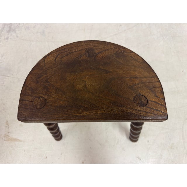French Half-Moon Tripod Milking Stool, 1950s For Sale - Image 9 of 10