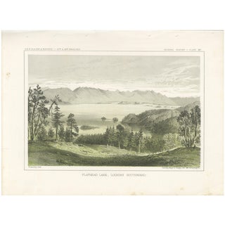 Serene View of Flathead Lake and Surrounding Mountains in Montana, 1856, Print For Sale