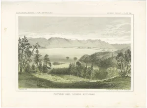 Serene View of Flathead Lake and Surrounding Mountains in Montana, 1856, Print