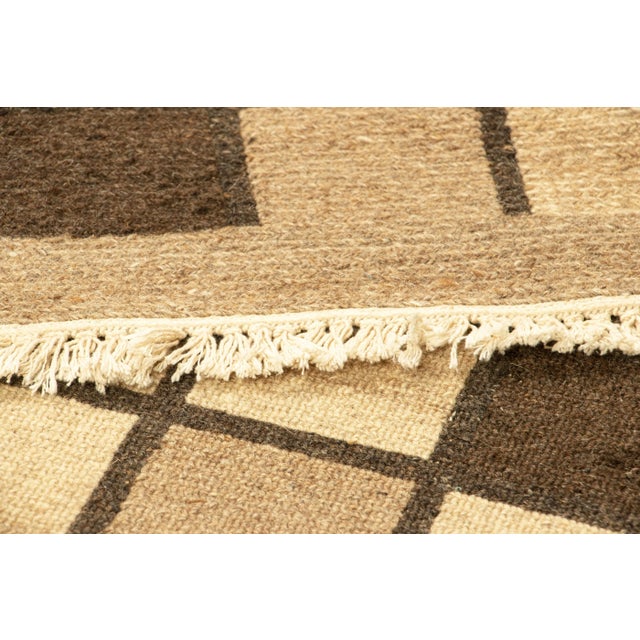 Beige Rug & Kilim’s Gift-Size Soumak Rug With Beige-Brown Geometric Pattern For Sale - Image 8 of 8