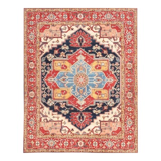 Pasargad Home Serapi Navy/Red Wool Area Rug- 8' 1'' X 9' 8'' For Sale