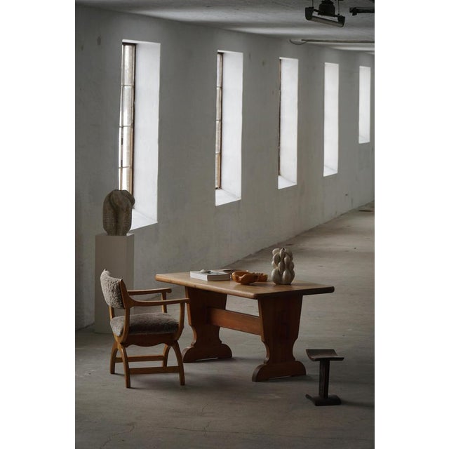 Mid-Century Modern Kurul Armchair in Oak and Lambswool by Henning Kjærnulf, 1960s For Sale - Image 14 of 15