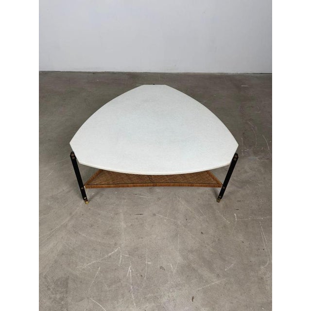 Vintage Italian Coffee Table in Granite and Rattan, 1960s For Sale - Image 11 of 14