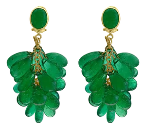 140 Carat Colombian Emerald Briolettes Hanging Drop Earrings 18 Karat Gold, A Pair