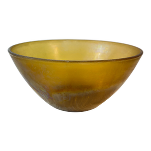 Vintage Arcopal France “Volcan” Frosted Amber Opaline Art Glass Bowl