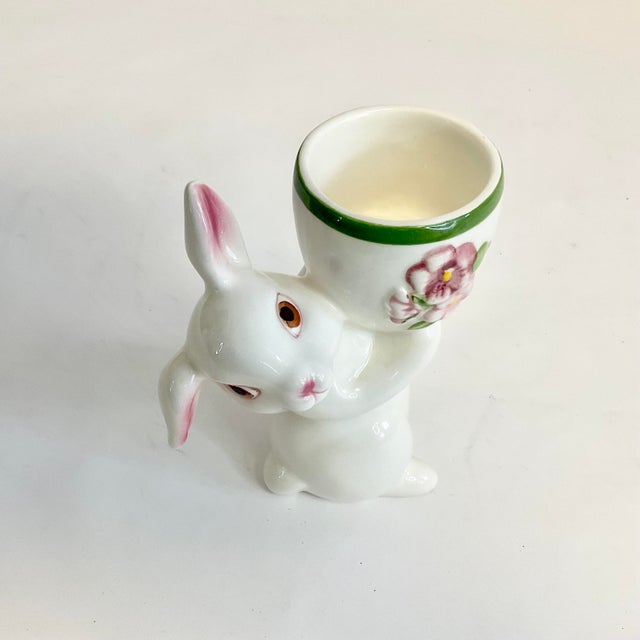 1981 Vintage Whimsical Boho Chic Bunny Egg Cup - Easter For Sale - Image 10 of 10