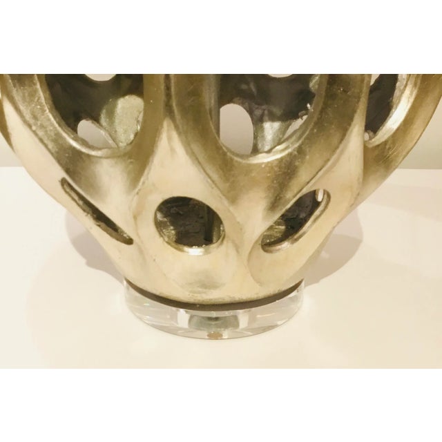 Modern Silver Finished Geometric Table Lamp For Sale - Image 4 of 7