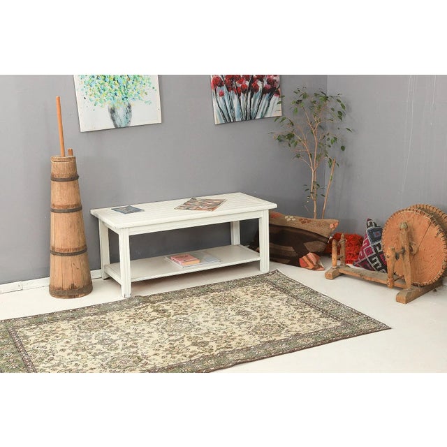 Mid 20th Century Vintage Floral Turkish Oushak Rug For Sale In Los Angeles - Image 6 of 7