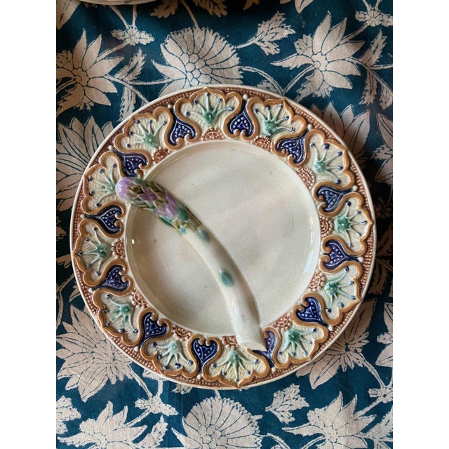 Wasmuel Majolica Asparagus Plates, 1890s, Set of 4 For Sale - Image 4 of 11