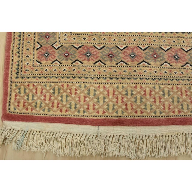 Bokhara Jaldar Rug 4’2” X 6’7” Pink Wool Tribal Hand-Knotted Oriental Carpet For Sale - Image 9 of 12